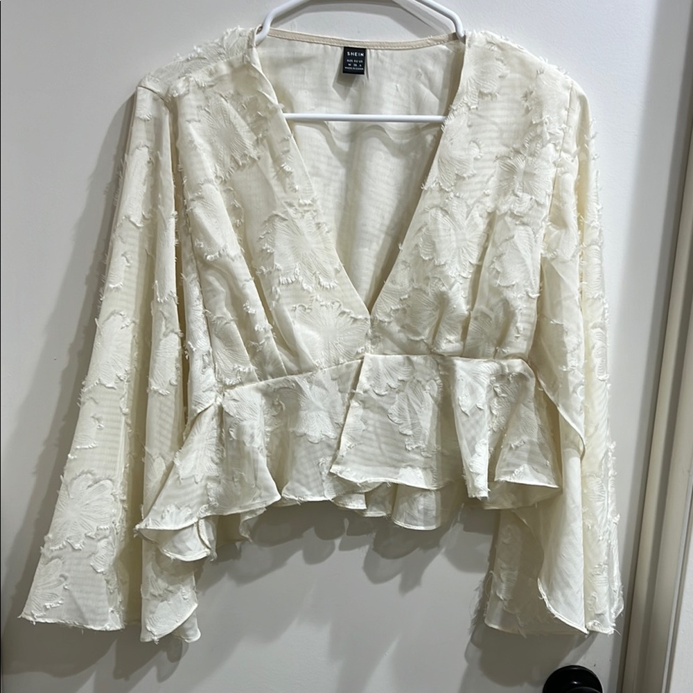 Elegant Cream Textured Women's Top